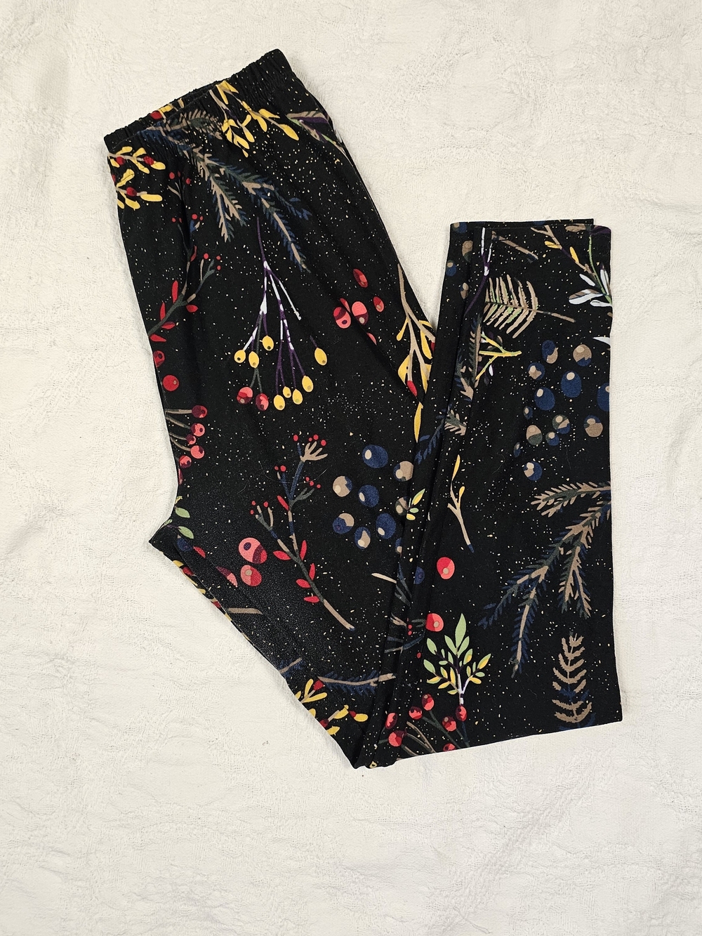 Agnes & Dora Woodland Print Leggings XL Black Buttery Soft Stretch